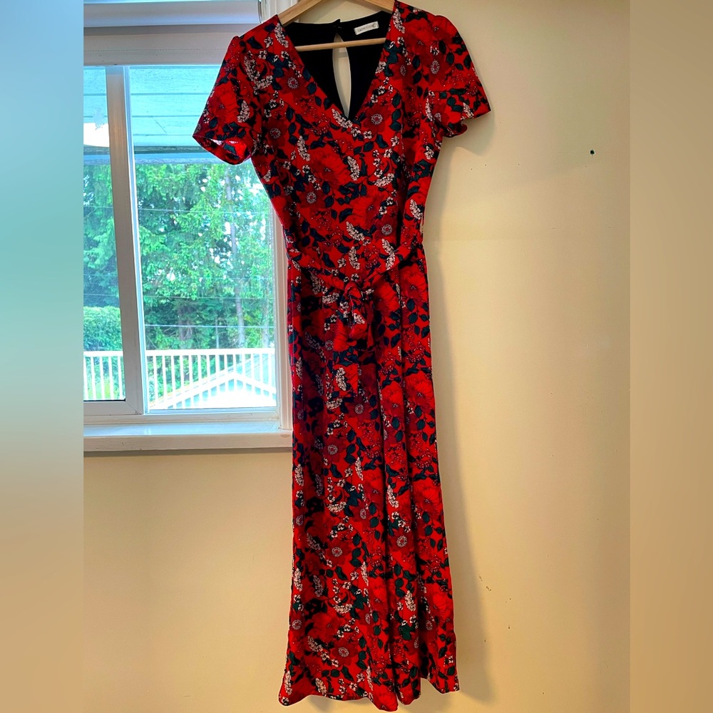 Wide leg cropped floral jumpsuit